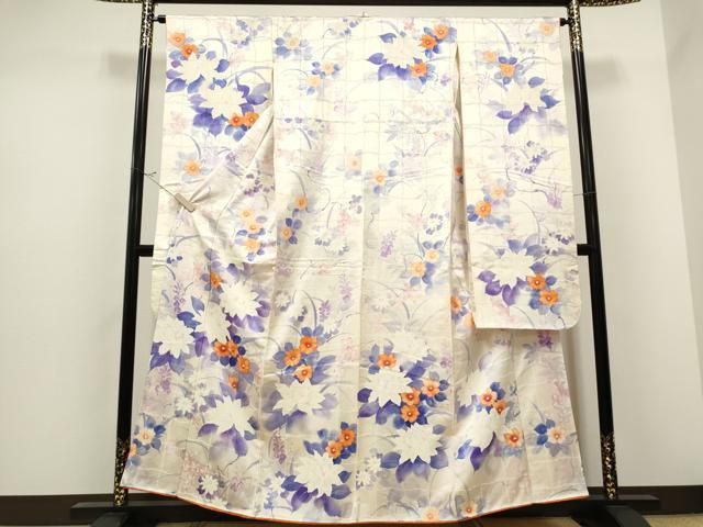 豪華振袖　草花文　手描き　逸品　クリーニング済み 平和屋着物○豪華振袖 手描き 草花文 暈し染め 金彩 正絹 逸品