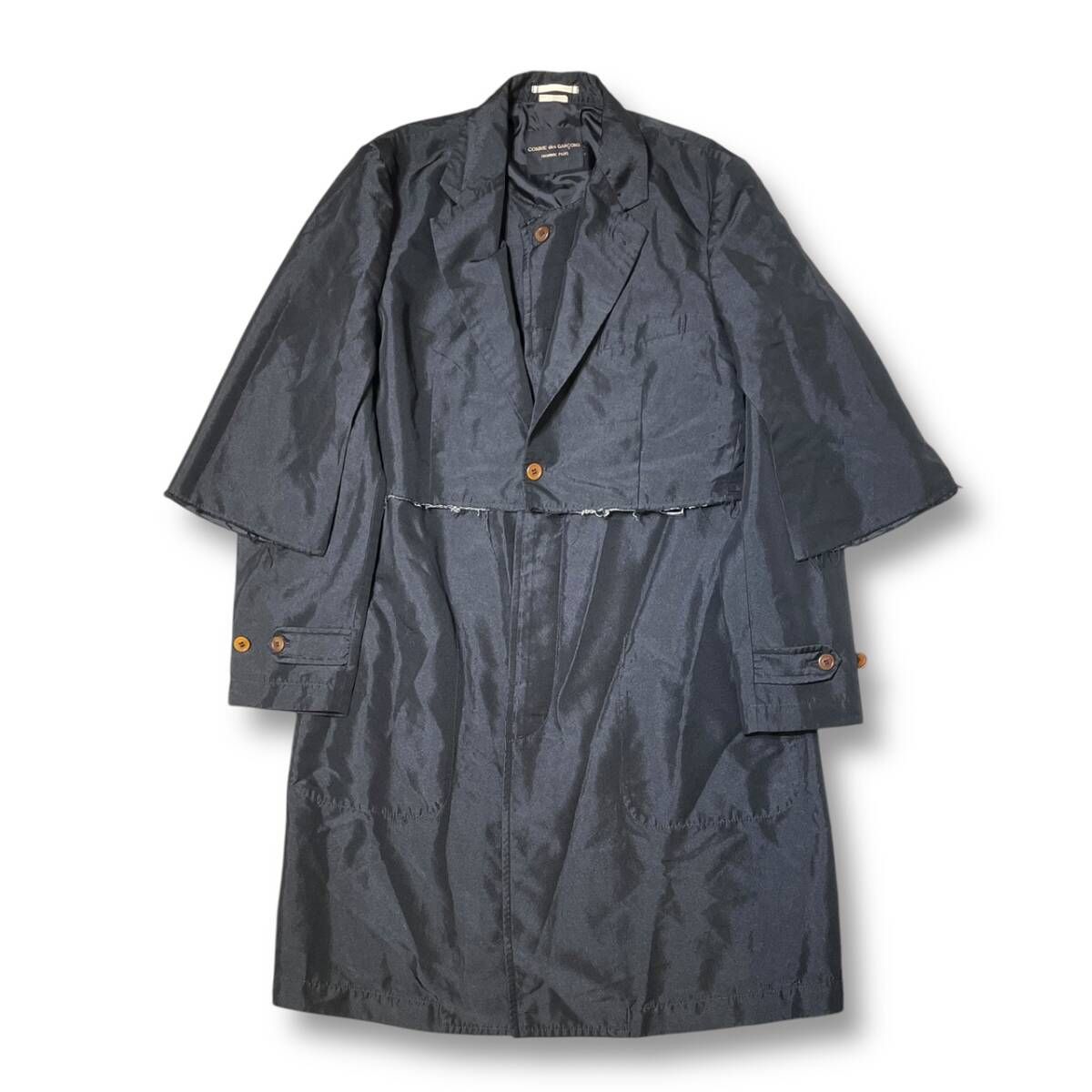 20aw COMME des GARCONS HOMME PLUS ヘムディティールレイヤードコート サイズL ブラック コムデギャルソン オムプリュス