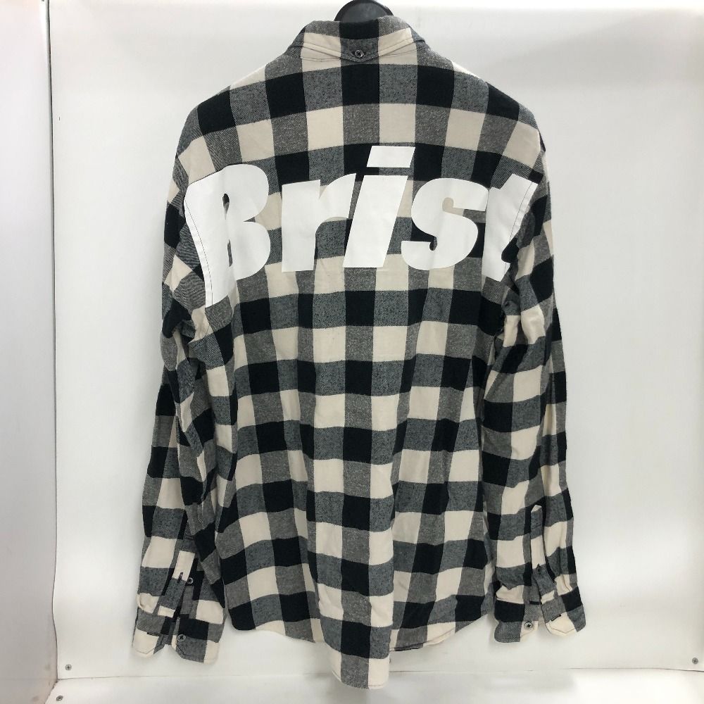FC Real Bristol ネルシャツ　チェック　ビッグロゴ　白　黒　L 完売前に【F.C.Real Bristol】BIG LOGO L/S BAGGY SHIRT (F.C.