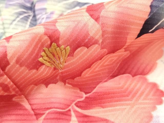 平和屋着物▽豪華振袖 単衣 草花文 金銀彩 正絹 逸品 DAAV9542sf