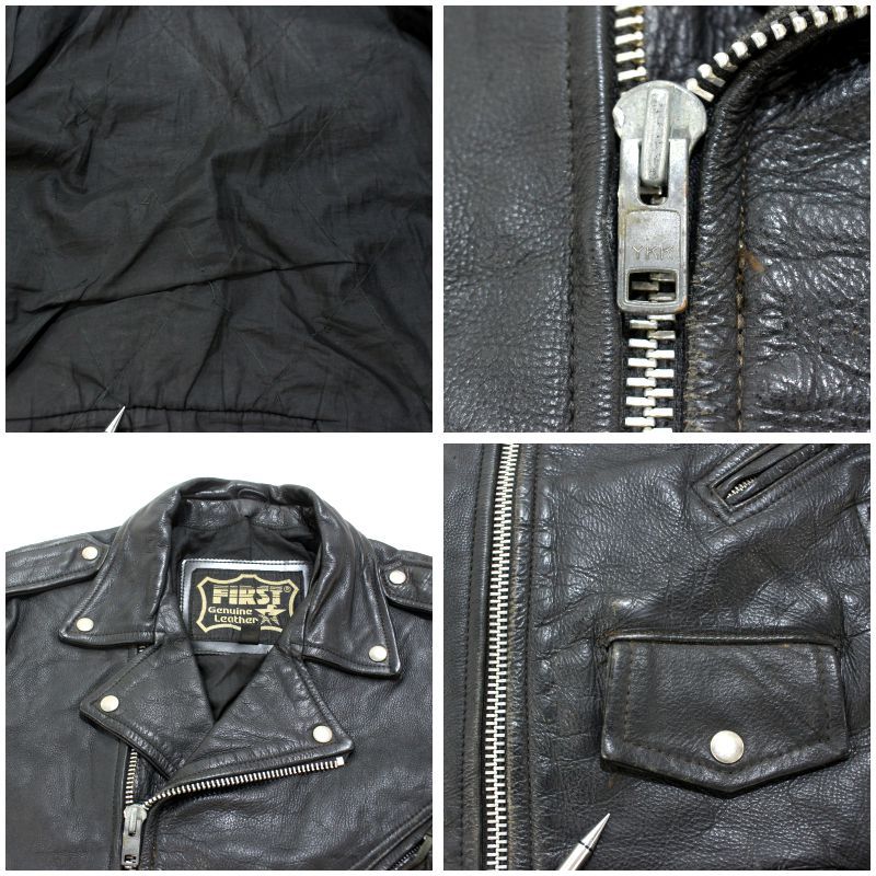 80s vintage FIRST レザーダブルライダースジャケット 古着 80s vintage FIRST ベンチレーション レザー ダブルライダース
