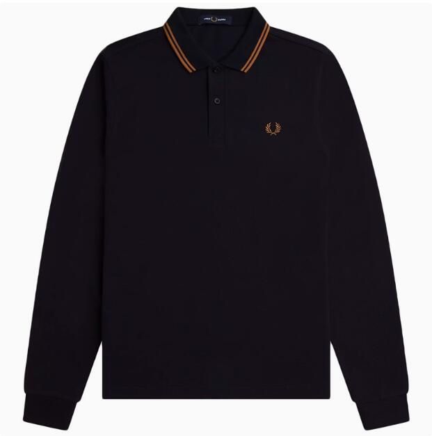 FRED PERRY フレッドペリー ロングスリーブ ポロシャツ 長袖 メンズ ポロ 鹿の子 カットソー ブラック|ブロンズ