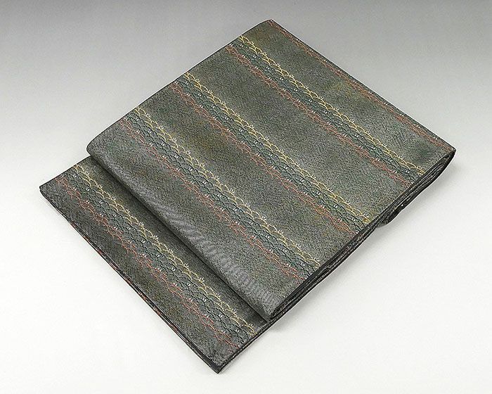 袋帯 正絹 染色作家 草野一騎作 露芝模様 袋帯 良品 リサイクル