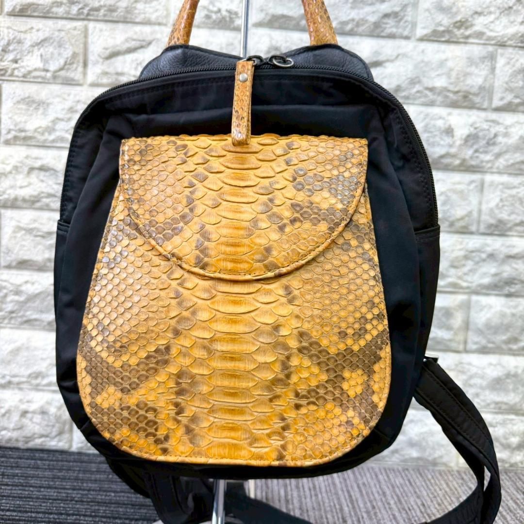 HONMON ホンモン パイソン リュック イエロー ブラック