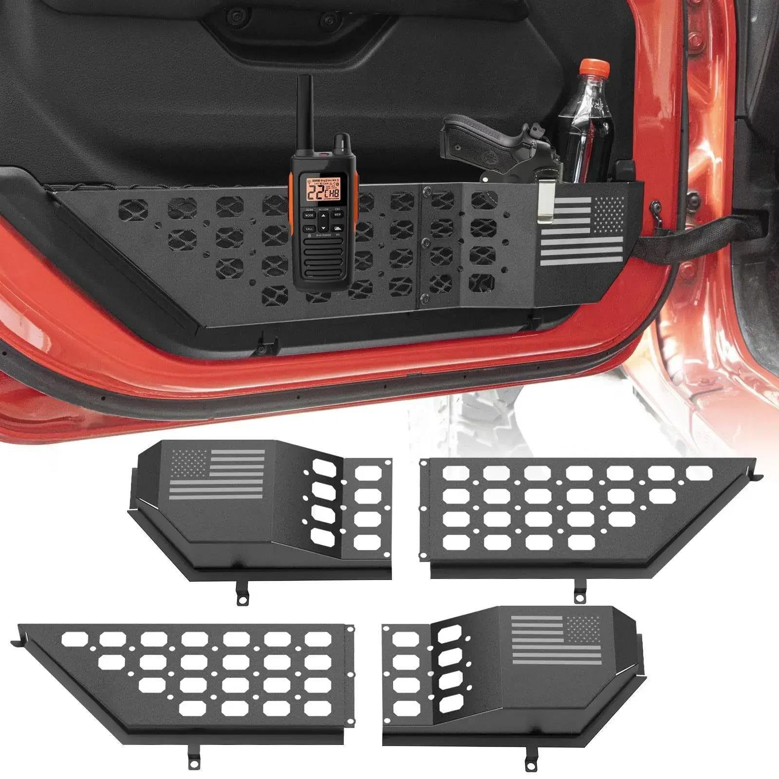 Jeep Wrangler JL JLU用 金属製前ドア収納ボックス アルミ合金製 ブラック カスタムパーツ