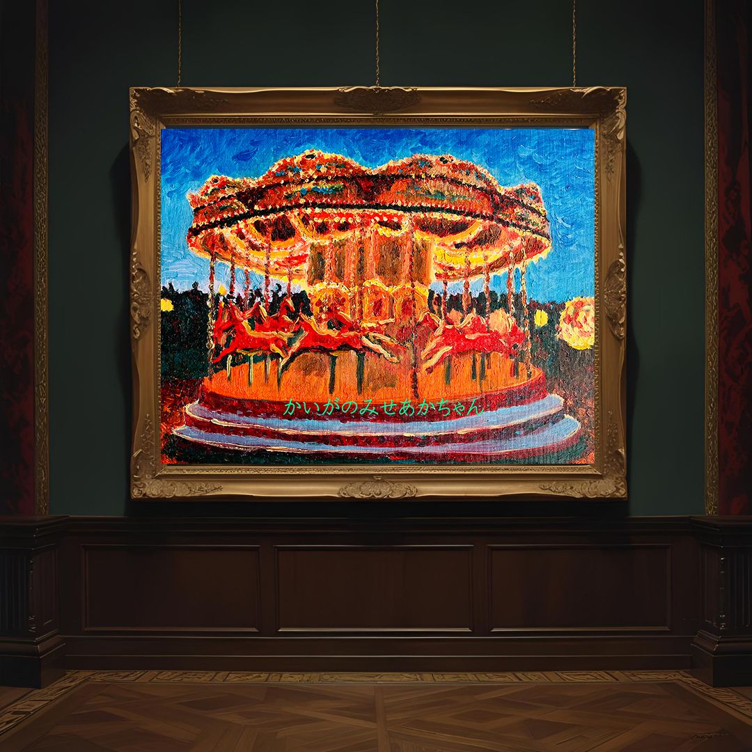 32×41㎝ 夜のメリーゴーランド３ 原画 油彩画 F6