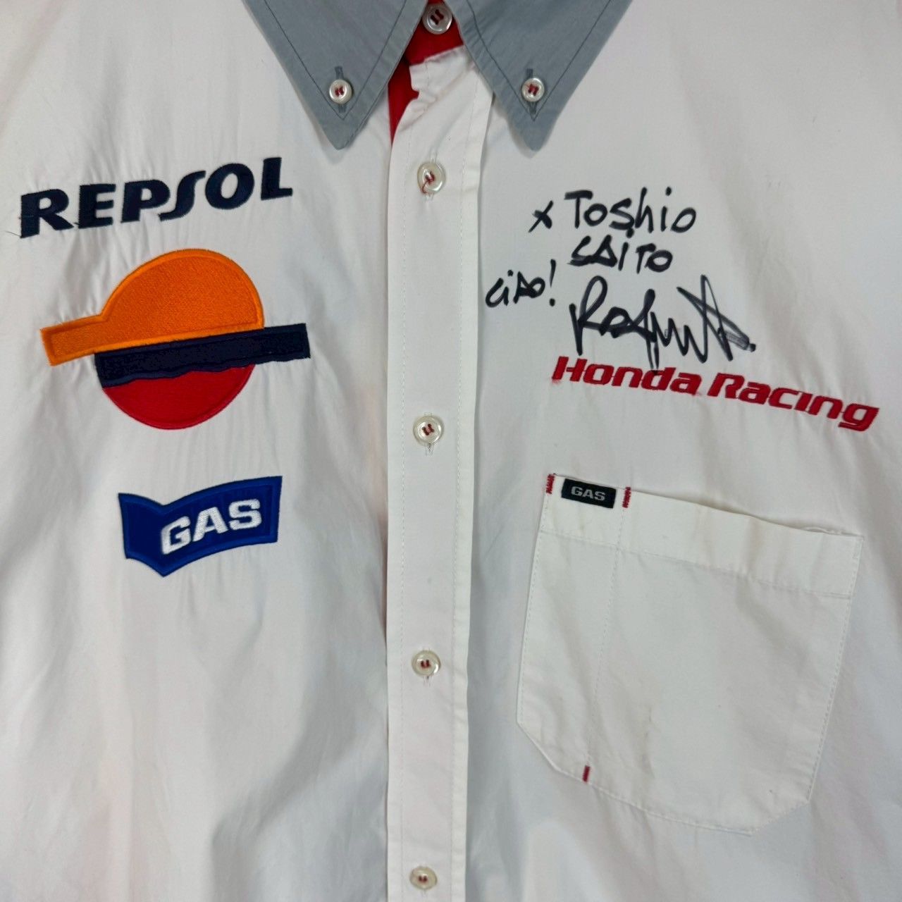 サイン入り GAS ガス レーシングシャツ HONDA Racing HRC REPSOL 企業 