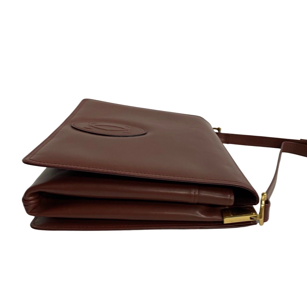 極 美品 希少品 CARTIER カルティエ マストライン ロゴ カーフ レザー