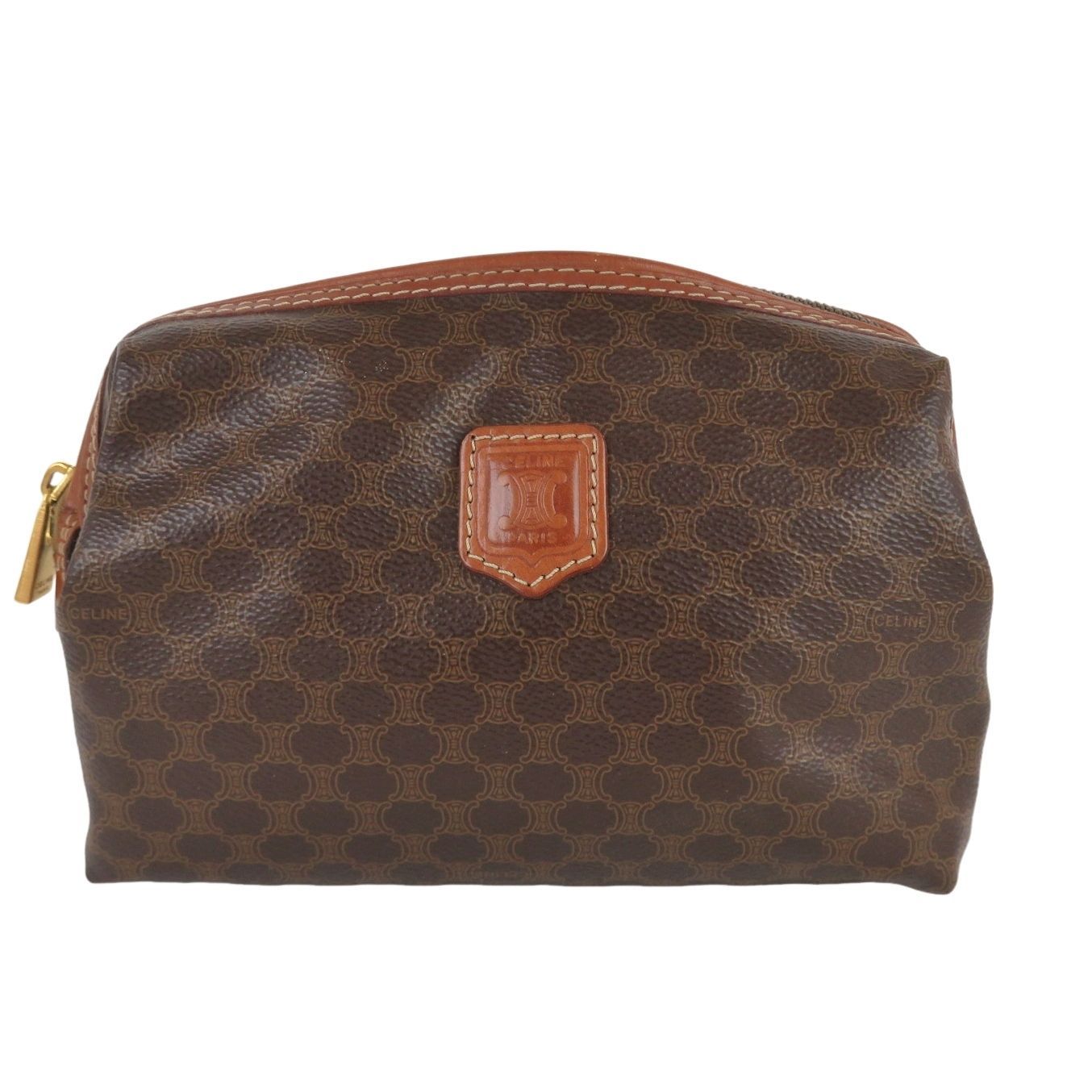 rk10381 CELINE セリーヌ 化粧ポーチ コスメポーチ マカダム PVCxレザー イタリア製