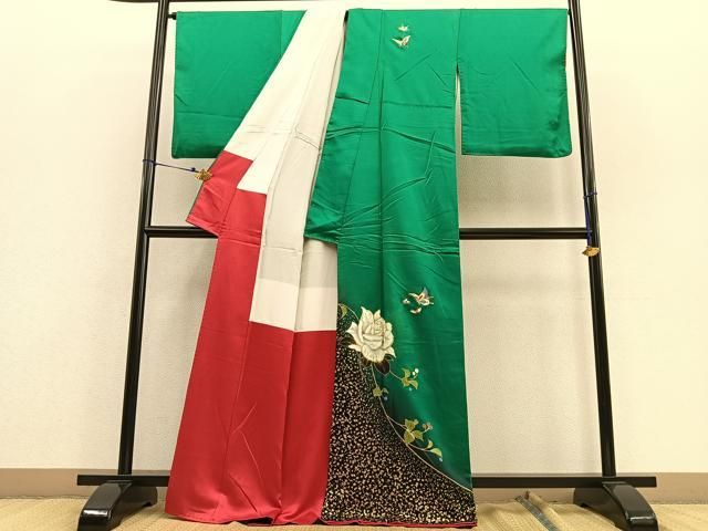 平和屋着物○訪問着 更紗花唐草文 暈し染め 金彩 正絹 逸品