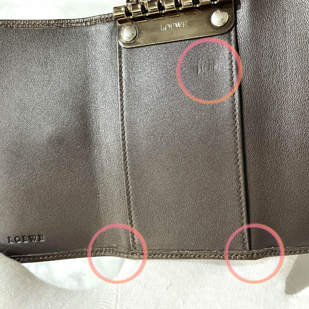 美品　希少　レア　LOEWE　ロエベ　キーケース　レザー　6連 革　ブラウン　茶 LOEWE ロエベ 6連キーケース アナグラム ロゴ レザー 茶 こげ茶
