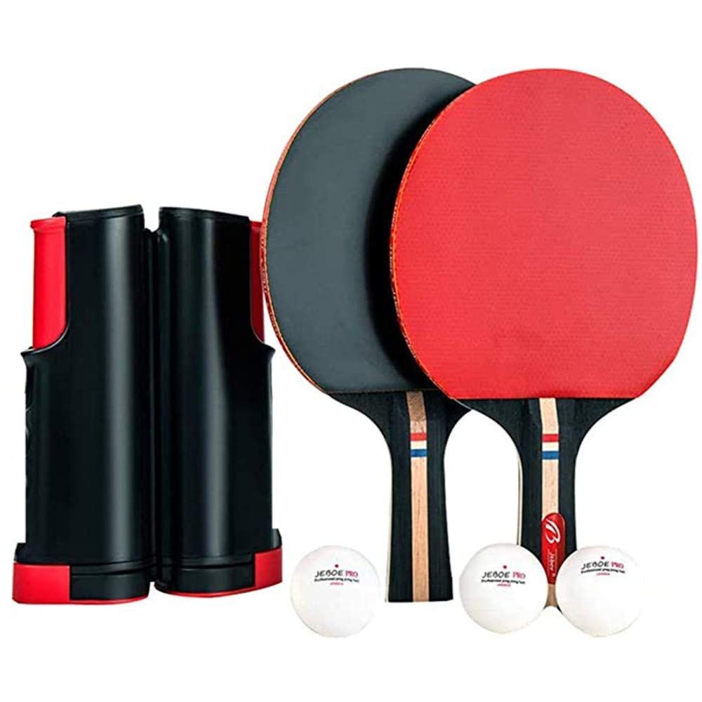 【特価商品】ラケット 卓球 卓球台 (ラケット×2本 セット 伸縮ネット ボール×3個) ハンドバッグ 卓球ネット き アウトドア JEBOR レジャー 職場で