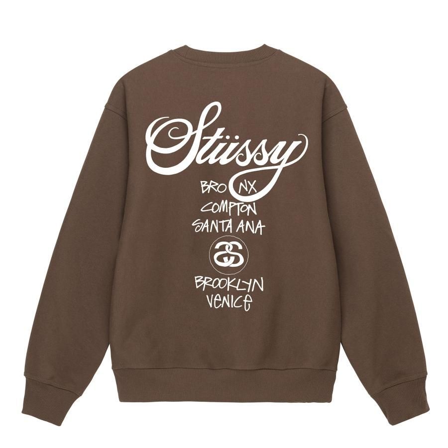 STUSSY ステューシー STUSSY WORLD TOUR CREW ステューシートレーナー 裏起毛 スウェット  [並行輸入品]