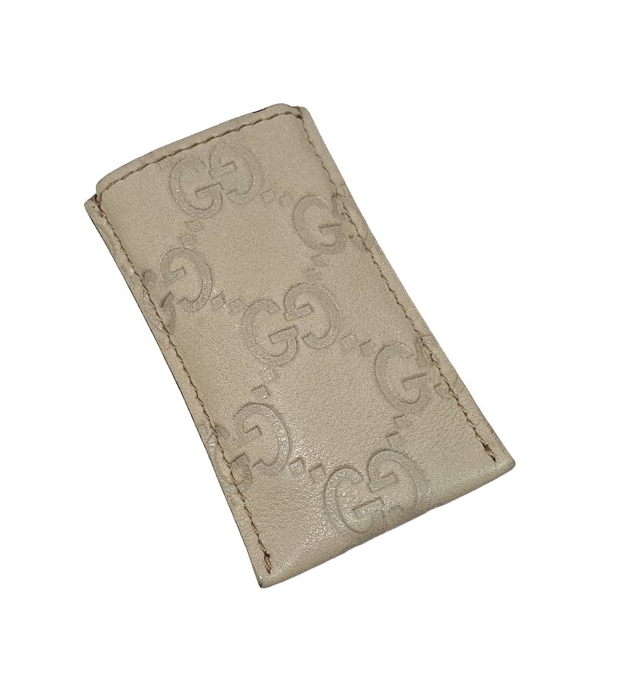 美品 グッチ 靴べら ミニ レザー ケース付 シルバー メタル 折り畳み  