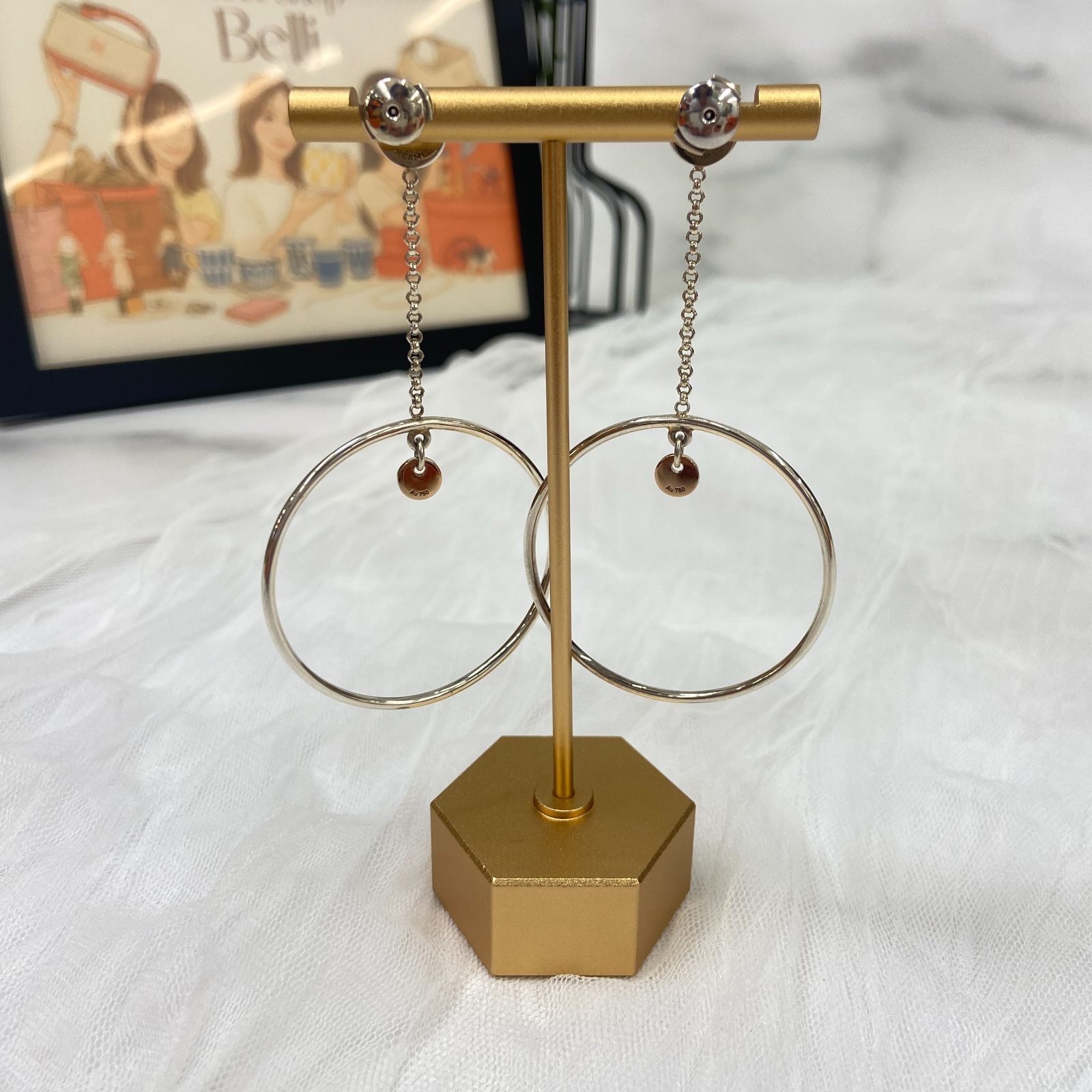 鑑定済み 】エルメス 《 エクスリブリス フープピアス 》 シルバー925 
