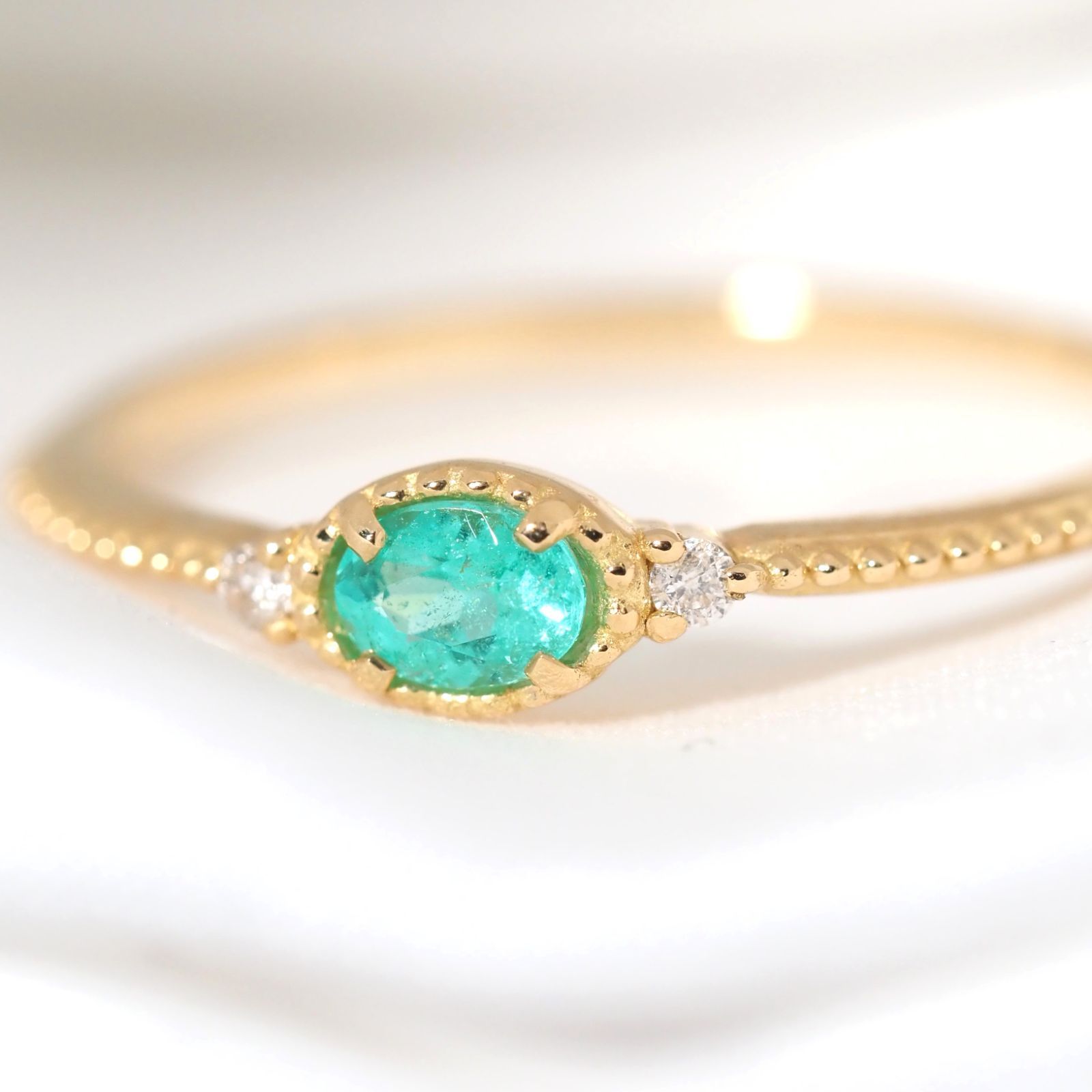 パライバトルマリンブラジル産リング0.158ct D0.02ct k18 CGL産地鑑別 