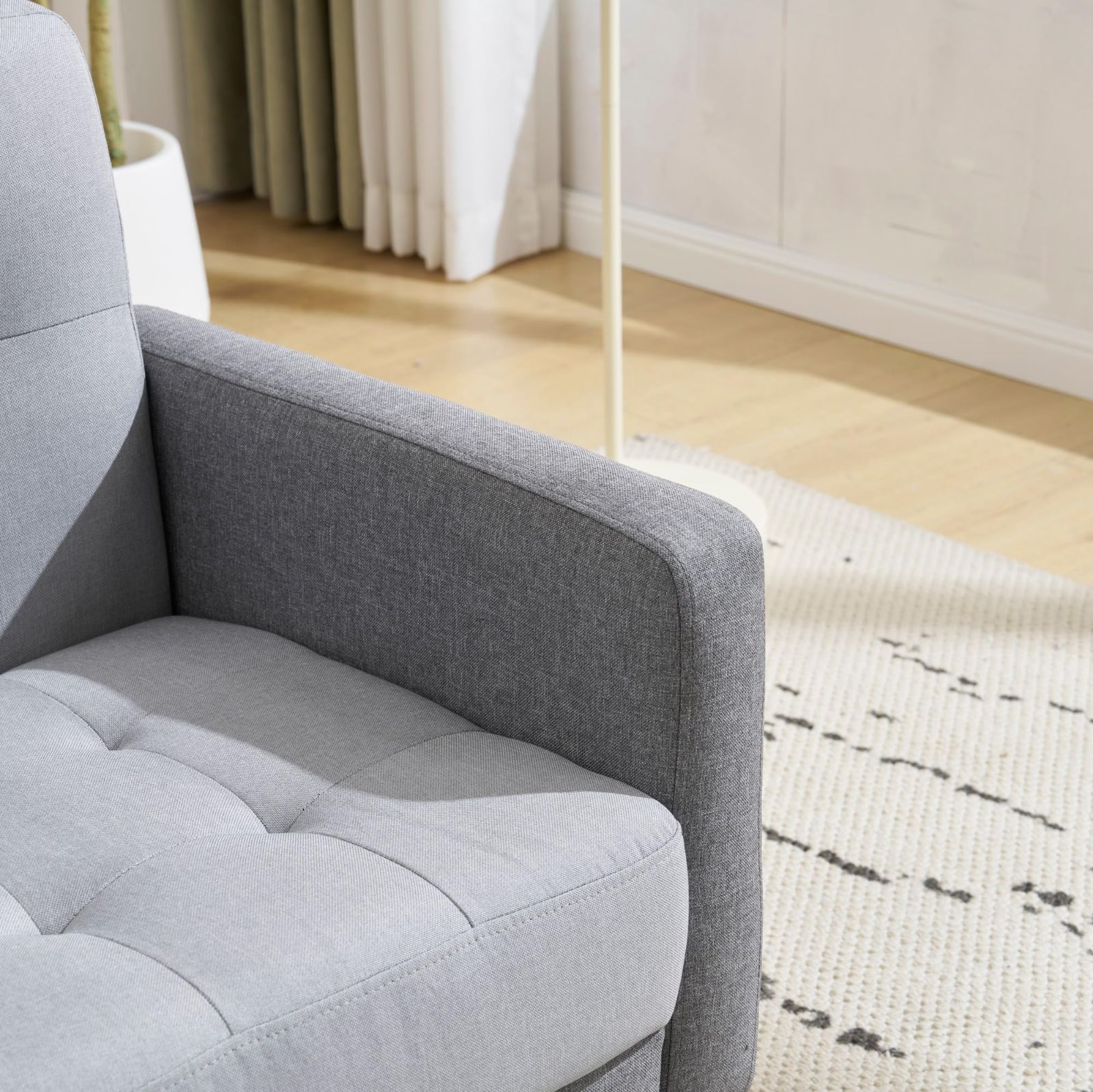 ソファー 2人掛け 肘付き 天然木脚 幅約110cm 簡単組み立て 2WAY