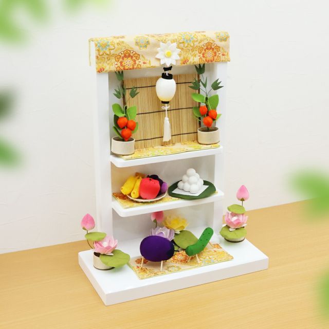 お盆飾り ちりめん製 コンパクト 精霊馬 和 お盆のお飾りセット きゅうり なす ほおずき お盆供養 お盆用品 ペット 供養 おしゃれ かわいい 初盆セット ミニサイズ 仏具 国産 京都 龍虎堂 リュウコドウ .お盆用品.