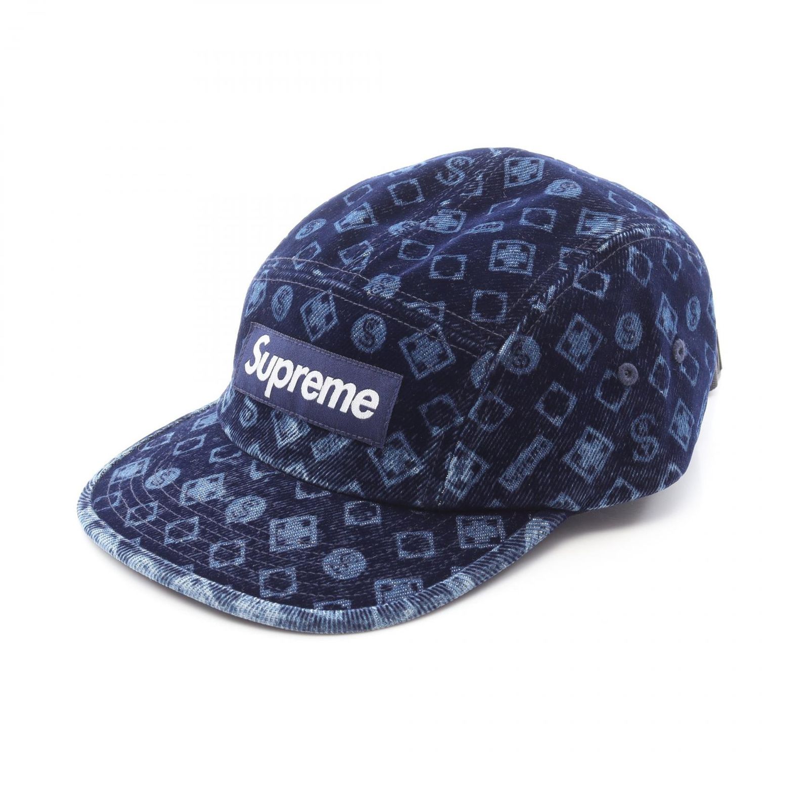 シュプリーム Supreme キャップ Flocked Denim Camp Cap ブルー その他 帽子 メンズ