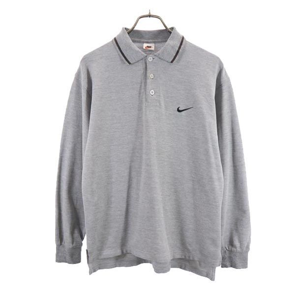 ナイキ 90s 00s 白タグ オールド 長袖 ポロシャツ グレー NIKE メンズ 古着 【231121】 メール便可