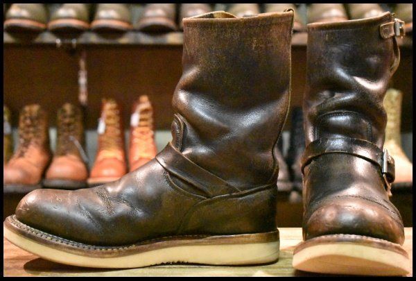8 D PT 83 91年 刻印 カスタム レッドウィング 2268 エンジニア ブーツ 黒 ブラック クローム スチールトゥ redwing FJ 094