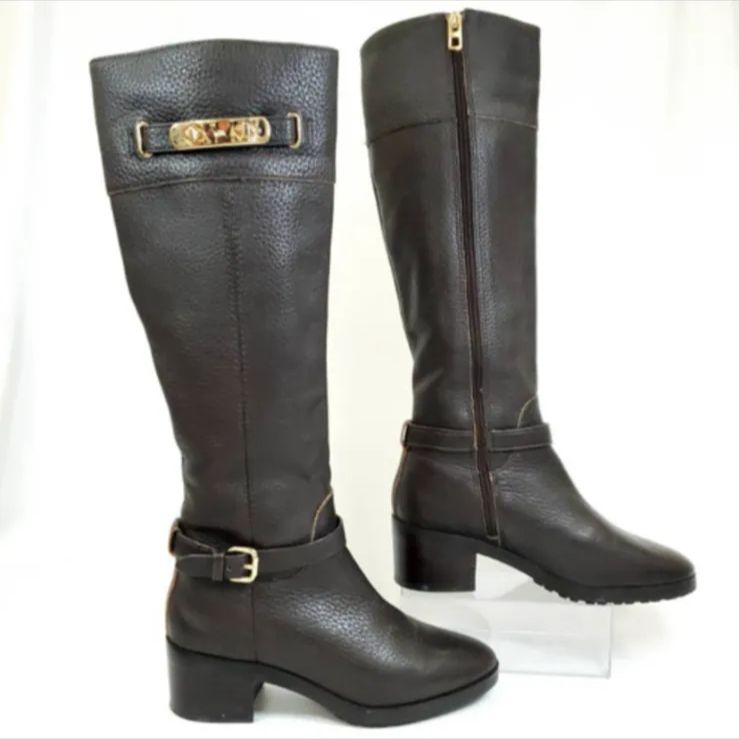 COACH コーチ ロングブーツ サイドジップ ベルト レザー EUR35 22.5cm