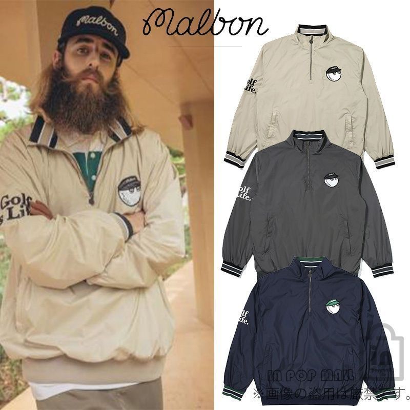 malbon golf マルボンゴルフ ポロシャツ ゴルフシャツ 長袖 メンズ ドライ ストレッチ ゴルフポロ 長袖Tシャツ トップス 春夏秋 紳士服 日焼け止め コート カジュアル ダークグレー ネイビー カ