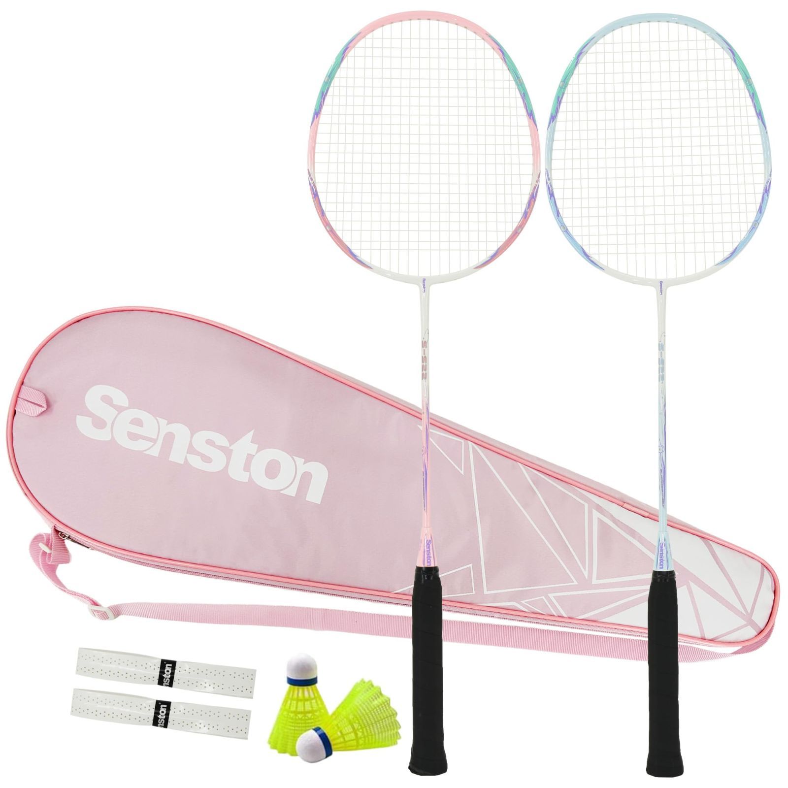 YONEX バドミントンラケット 2本セット　白　ピンク　GOSEN ケース付き ピンク バドミントンラケット 2本セット YONEX バドミントン