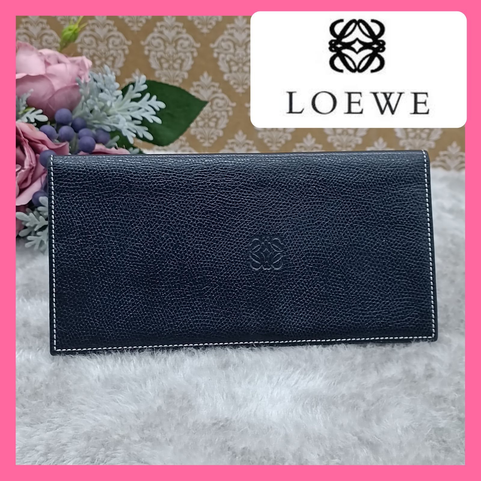 LOEWE 》 ロエベ ロングウォレット アナグラム 札入れ 長財布 エンボス加工 ヴィンテージ ステッチ ダークネイビー 本革  送料無料・匿名配送・最短即日発送いたします！ 450 - メルカリ