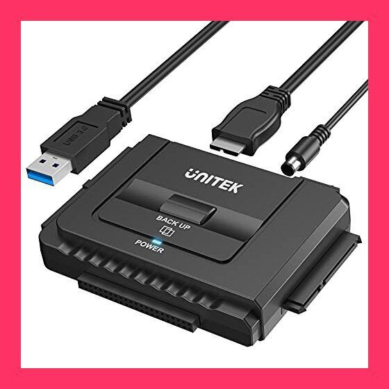 【スタッフおすすめ！】Unitek USB-A IDE SATA 両方対応 USB3.0 ドライブ交換アダプター 2.5/3.5インチHDD SSD 光学ドライブに対応 コンバータ 最大18TB 5Gbps 12V/2A電源アダプター付き