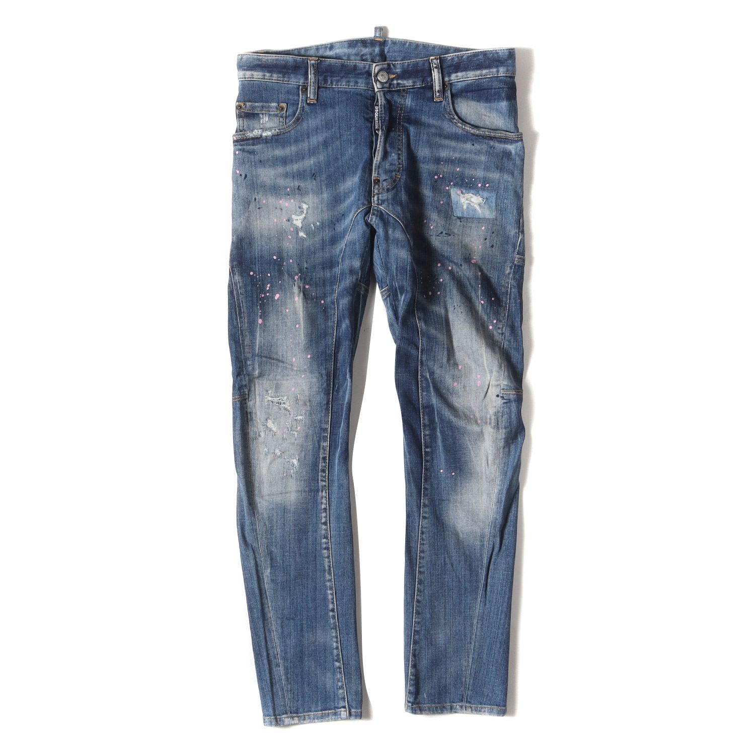 DSQUARED2 ディースクエアード パンツ サイズ 44 | ペイント クラッシュ リペア加工 ストレッチ デニム スキニー パンツ Tidy Biker Jean | インディゴ | イタリア製 | ボトムス ジーンズ ジーパン メンズ