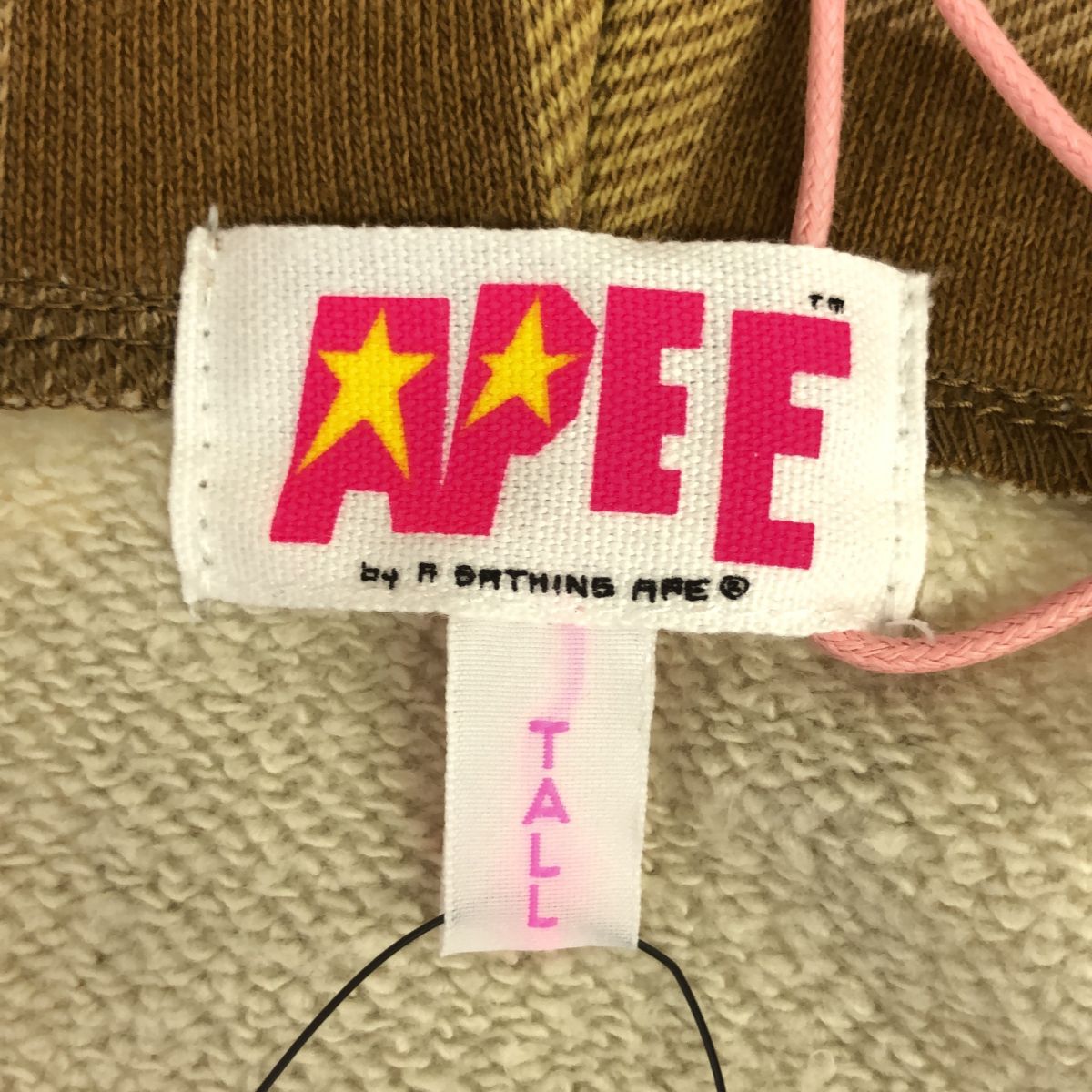 【A BATHING APE】チェック柄 ジップパーカー Lサイズ ベージュ系 A BATHING APE（アベイシングエイプ） リバーシブル チェック
