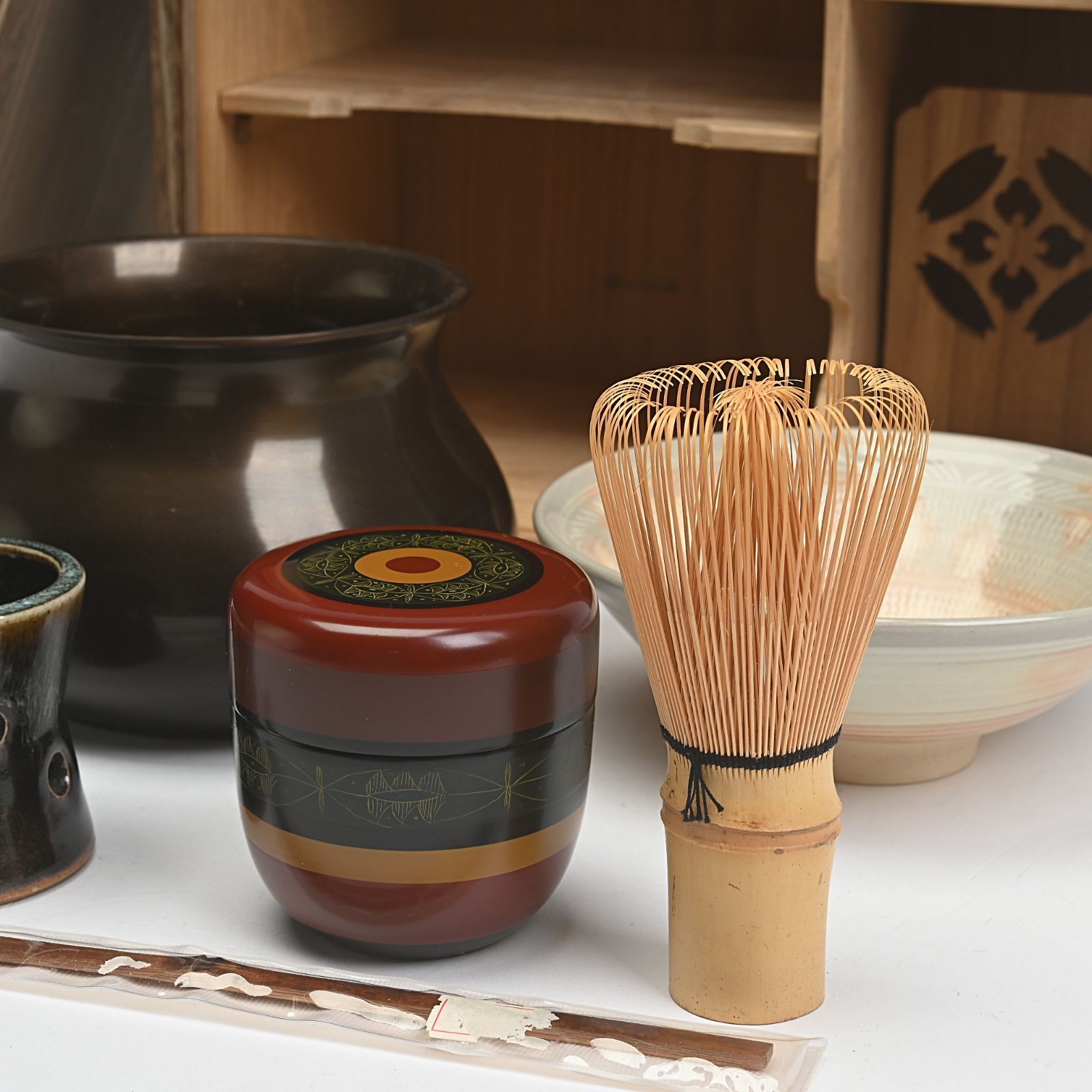 美品】茶道具 お点前 セット 短冊箱 九谷焼 森澤昭三 茶道具 短冊箱 付