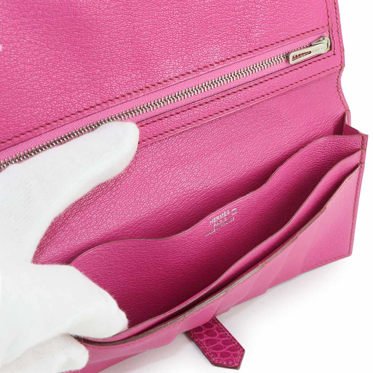 エルメス HERMES クロコダイル アリゲーター ベアンスフレ 長財布  