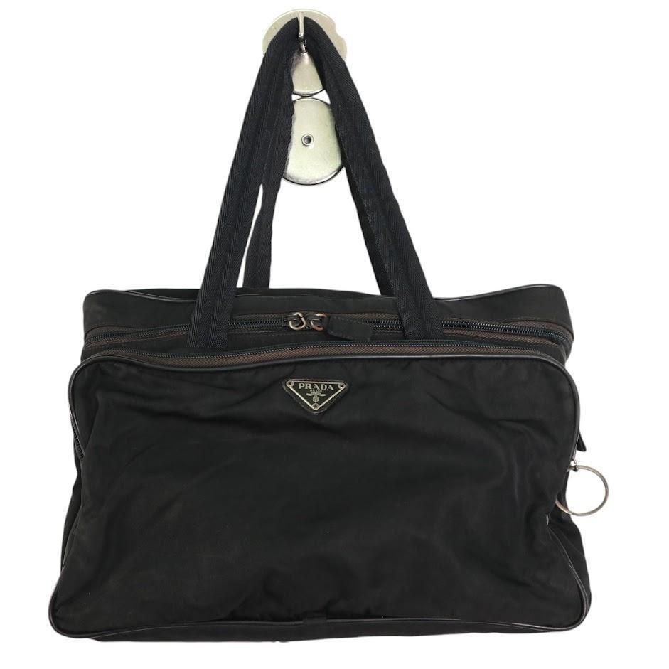 【訳あり】プラダ ハンドバッグ ビジネスバッグ 三角ロゴ 黒　手提げ　大容量 訳あり】PRADA プラダ ハンドバッグ ビジネスバッグ 三角ロゴ 黒