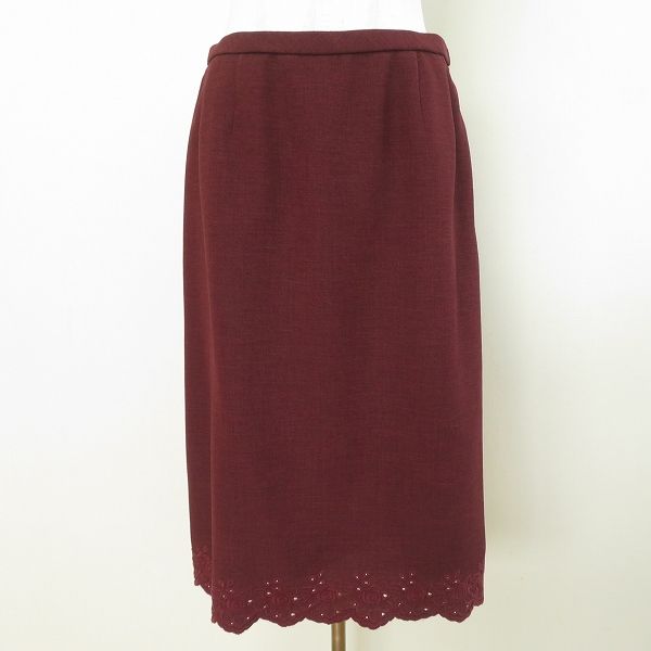  anc レリアン Leilian スカートスーツ セットアップ 11 ボルドー 刺繍 レース 七分袖 レディース 965606 スカートスーツ セレモニースーツ