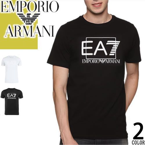 エンポリオ アルマーニ EMPORIO ARMANI EA7 Tシャツ メンズ 半袖 2024年春夏新作 ロゴ クルーネック 丸首 ブランド 大きいサイズ コットン 綿100% 白 ホワイト T-SHIRT 3RPT81 PJM9Z