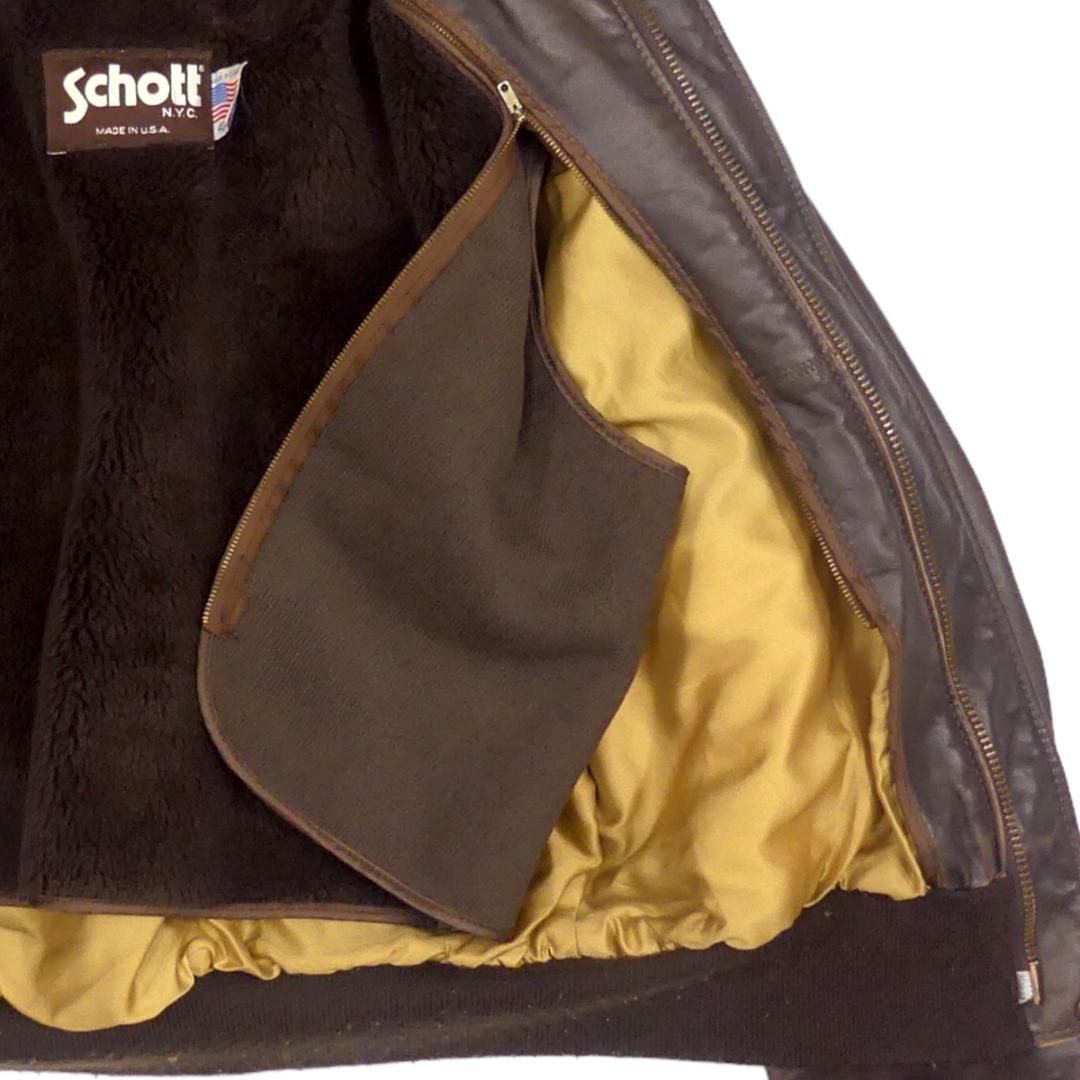 【米国製】schott フライトジャケット　G-1 ブラウン　本革　レザー　40 Schott ショット G-1 レザーフライトジャケット 40 茶 JJ952