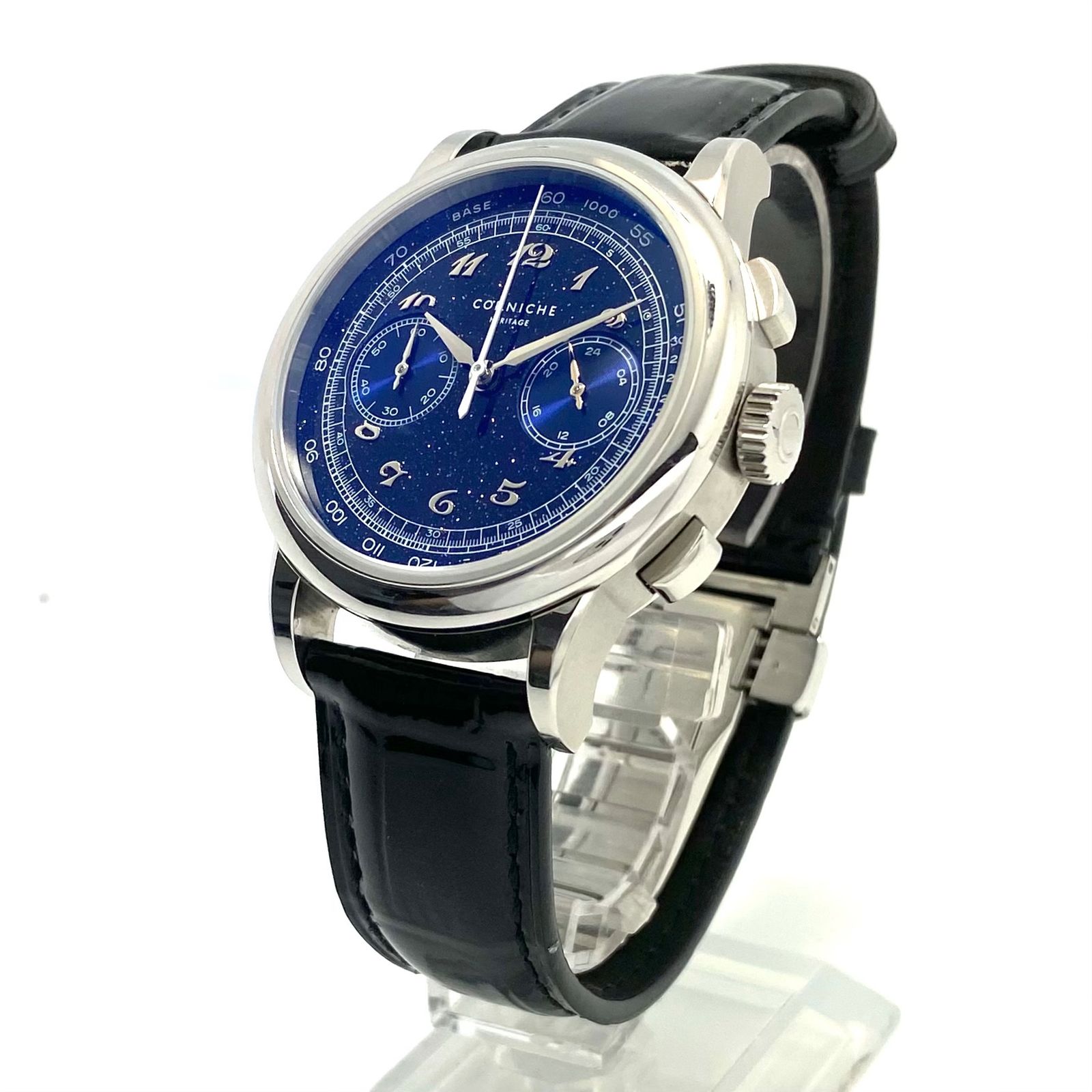 腕時計 メンズ コーニッシュ ヘリテージ クロノグラフ シエルノクターン CRN 034 N 世界 350本 日本 150本 クォーツ 青 ネイビー アベンチュリン 革ベルト