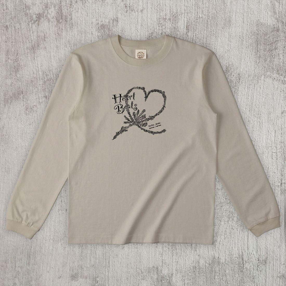 グラフィックロングTシャツ　Heart Beats Mono / Black -Long-
