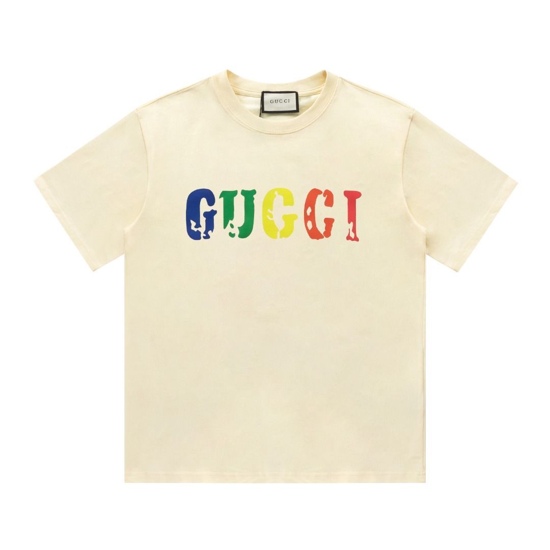 グッチ 24SS新作 GUCCIロゴ  男女兼用 半袖Tシャツ