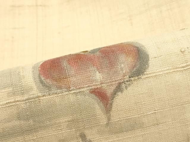 平和屋着物○九寸名古屋帯 手描き 生紬 成り物 鳥の子色 逸品