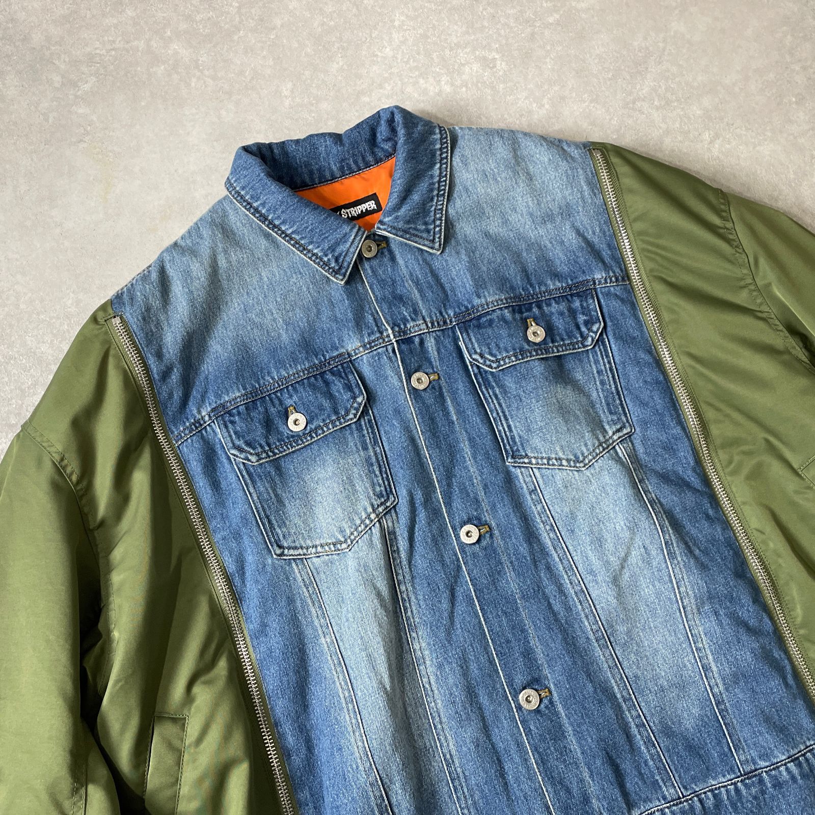 定価3.7万 CANDY STRIPPER COMBINED DENIM JACKET ドッキング デニム