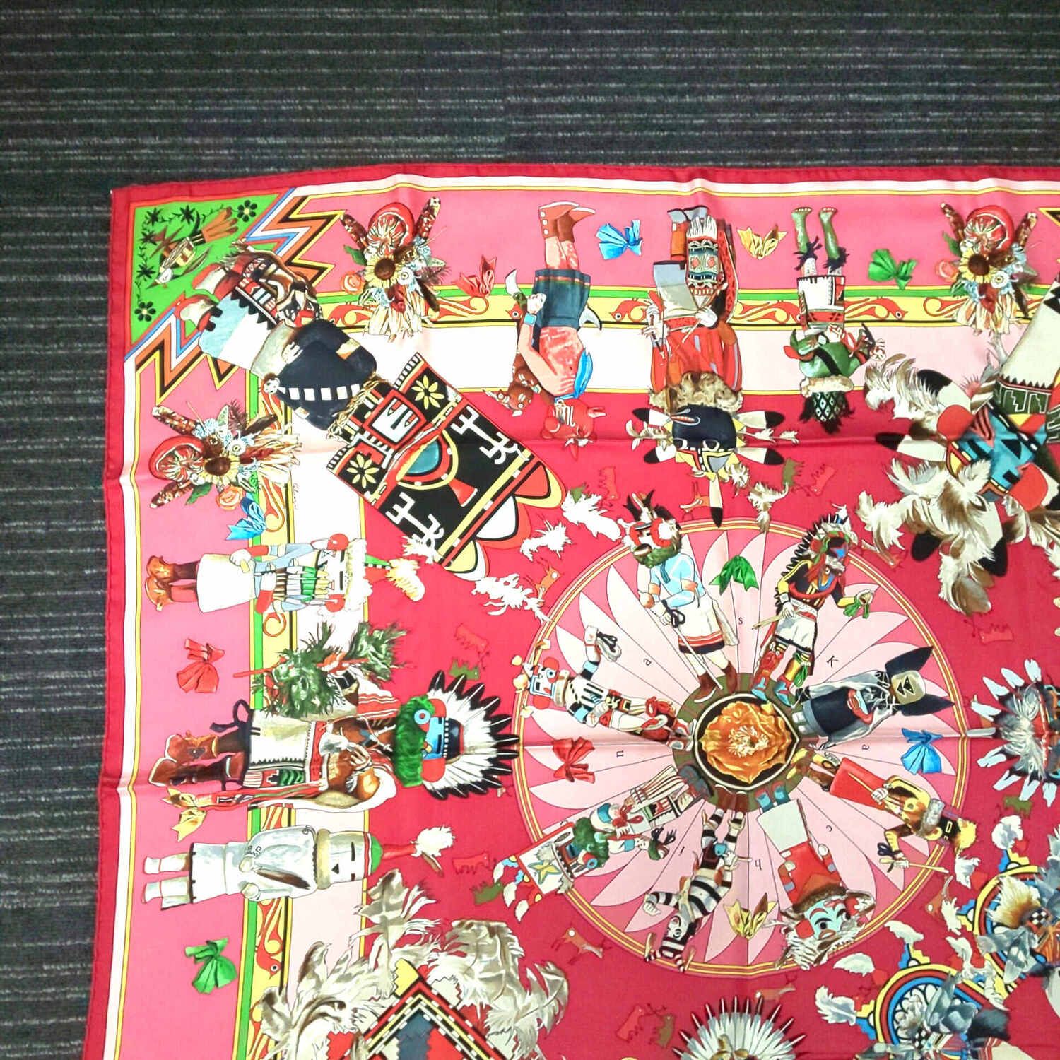 エルメス スカーフ カレ90 Kachinas カチナ 民族 ホピ族 シルク HERMES