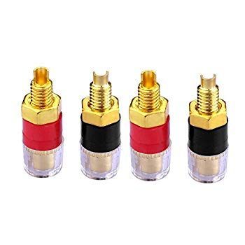 (未使用･未開封品)　銅メッキ金 スピーカーターミナル バインディング ポストバナナプラグ対応 配線接続 全長 31mm 赤2黒2 qdkdu57 未使用・未開封品) 銅メッキ金 スピーカーターミナル バインディング