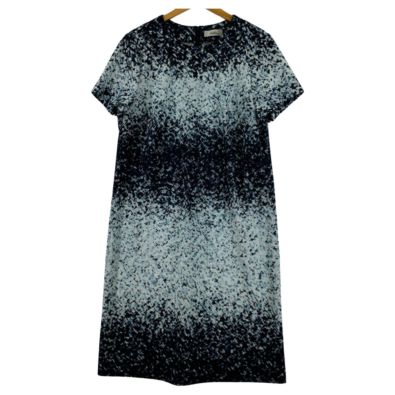 【ｒｙｏｋｕ】レリアン⭐︎ワンピース　総柄　大きいサイズ13+ Leilian レリアン 総柄 Uネックワンピース size13+/ブルー系