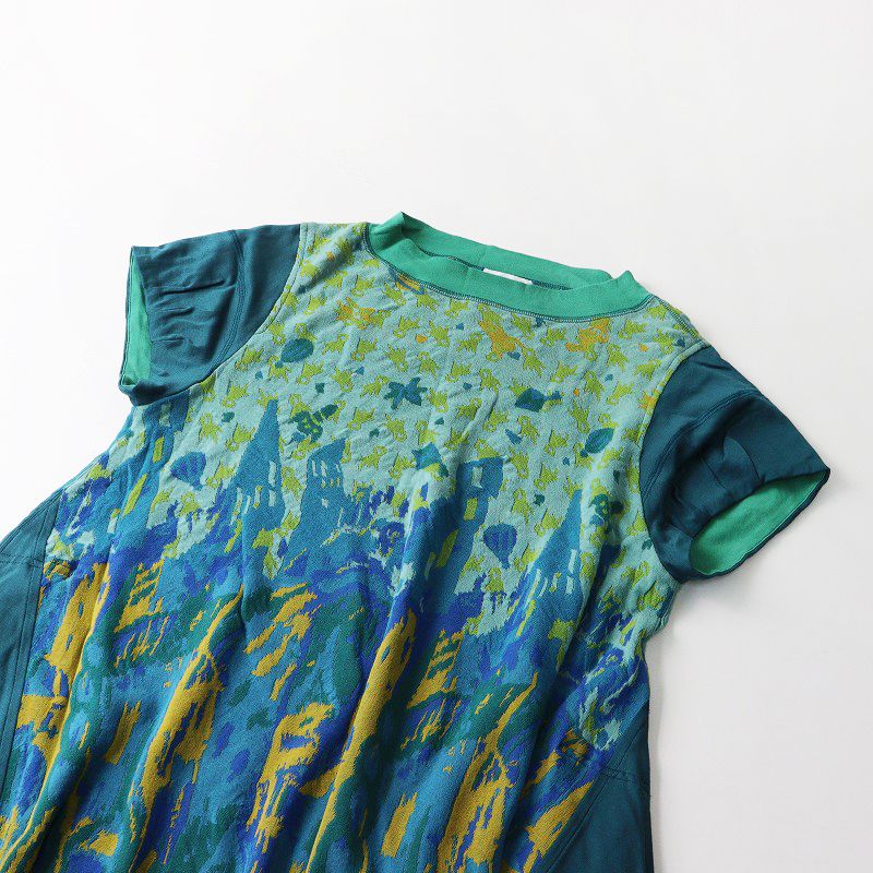 センソユニコ あん吉 Sensounico ann吉 ジャガードカットソーワンピース 38 グリーン ドレス フ チュニック