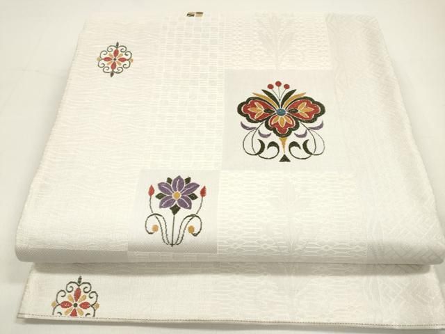 ♦️逸品　正絹　市松唐草　洒落袋の作り帯 ♦️逸品正絹市松唐草洒落袋の作り帯