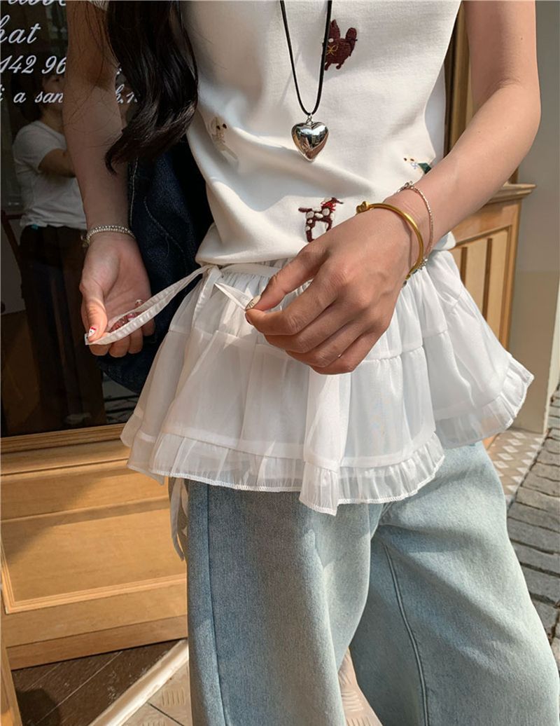 レイヤード スカート 重ね着 ミニ丈 レディース 重ね着風 つけ裾