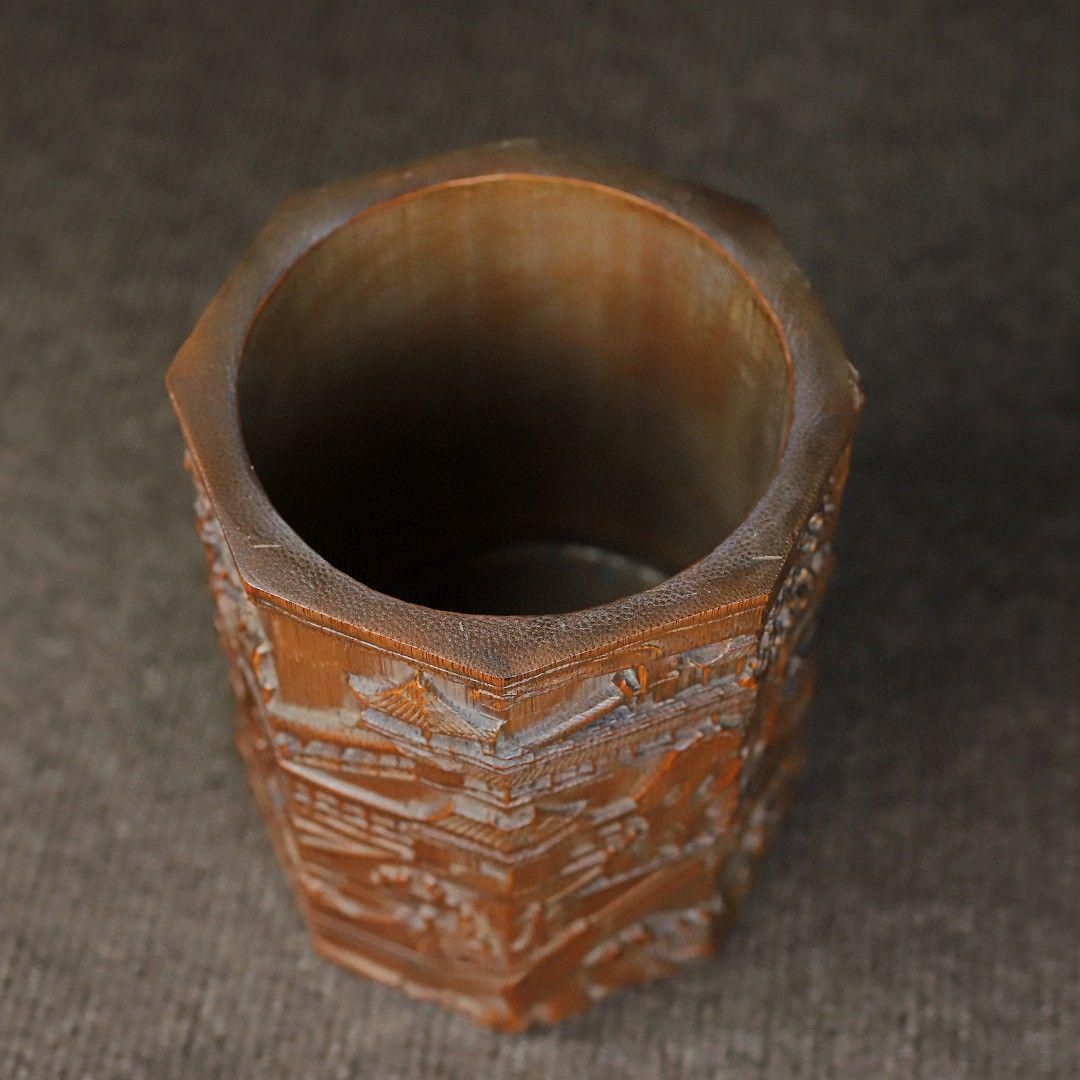 竹  彫刻  亭台楼閣筆箱  書道具 文房具 現代工芸品 美術品 置物 竹 彫刻 亭台楼閣筆箱 書道具 文房具 現代工芸品 美術品 置物